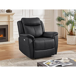 Vente-Unique Fauteuil relax électrique en cuir de vachette noir NOMAJO 