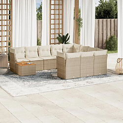 Maison Chic Salon de jardin 11 pcs avec coussins | Ensemble de Table et chaises | Mobilier d'Extérieur beige résine tressée -GKD73231