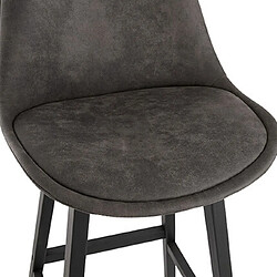 Mes Lot de 2 chaises de bar en tissu gris foncé pieds noirs - ELO pas cher