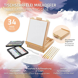 Ecd Germany Set de peinture acrylique 34 pièces avec chevalet en valise