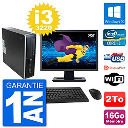 PC HP 8300 Elite SFF Ecran 22" Intel i3-3220 RAM 16Go Disque 2To Windows 10 Wifi · Occasion 