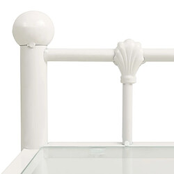 Maison Chic Table de chevet,Table de Nuit,Meuble de Rangement Blanc/transparent 45x34,5x60,5cm Métal et verre pas cher