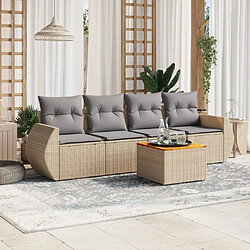 vidaXL Salon de jardin avec coussins 5 pcs beige résine tressée 