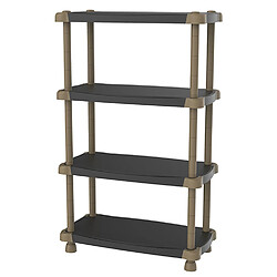 Pegane Etagère de rangement 4 niveaux intérieur/extérieur coloris noir/taupe - Longueur 88 x Profondeur 43 x Hauteur 141 cm 