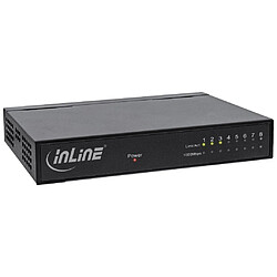 Commutateur réseau InLine® à 8 ports, Ethernet Gigabit, 10/100 / 1000MBit / s, Bureau, Métal, sans ventilateur, ports blindés