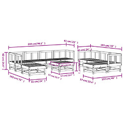 vidaXL Salon de jardin 11 pcs bois de pin imprégné pas cher