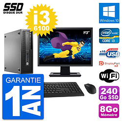 PC HP EliteDesk 800 G2 SFF Ecran 19" i3-6100 RAM 8Go SSD 240Go Windows 10 Wifi · Occasion 