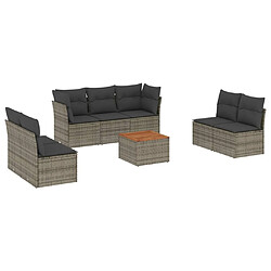 Maison Chic Ensemble Tables et chaises d'extérieur 8 pcs avec coussins,Salon de jardin gris résine tressée -GKD494550