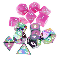 Dés polyédriques 14pcs Dés Jeux de Rôle Polyédriques en Alliage de Zinc et Acrylique [ D4 D6 D8 D10 D12 D20 ]