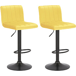 Decoshop26 Lot de 2 tabourets de bar pivotant hauteur réglable assise surpiqué en velours jaune et métal noir 10_0004226