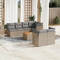 vidaXL Salon de jardin avec coussins 8pcs mélange beige résine tressée 