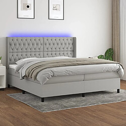 Sommier à lattes et matelas LED,Cadre à lattes de lit pour Adulte Gris clair 200x200 cm Tissu -MN64225