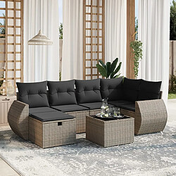 Maison Chic Salon de jardin avec coussins 7 pcs, Ensemble Tables et chaises de jardin, gris résine tressée -GKD408966