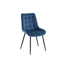 Acheter Vente-Unique Lot de 2 chaises matelassées - Velours et métal noir - Bleu nuit - OLLUA