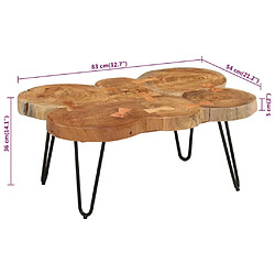 vidaXL Table basse 36 cm 6 troncs bois d'acacia massif pas cher