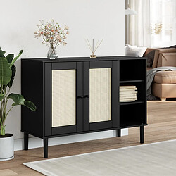 vidaXL Buffet SENJA aspect rotin noir 112x40x80cm bois massif de pin 