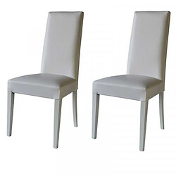 Dansmamaison Duo de chaises en similicuir Blanc - VENISE Duo de chaises en similicuir Blanc - VENISE - L 54 x l 46 x H 99 cm