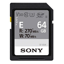 SONY Carte SD 64 Go 270 Mo/s en lecture et 70 Mo/s en écriture - SF-E64