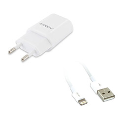 MOOOV Chargeur secteur 1 USB + câble USB-A /Lightning MFI blanc 