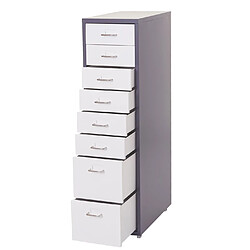 Acheter Mendler Roll container Boston T851, armoire à tiroirs armoire en acier, 110x28x41cm 8 tiroirs ~ gris foncé blanc