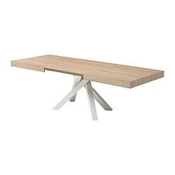 Vente-Unique Table à manger extensible 6 à 10 personnes en MDF et métal - Naturel et blanc - CATONAV pas cher