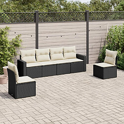 vidaXL Salon de jardin 6 pcs avec coussins noir résine tressée 