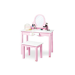 Pinolino Coiffeuse pour enfants Jasmin avec tabouret Laqué MDF rose et laqué blanc 