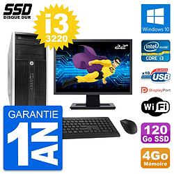 PC Tour HP 6300 CMT Ecran 22" Intel i3-3220 RAM 4Go SSD 120Go Windows 10 Wifi · Occasion 