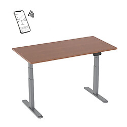 Kimex Bureau motorisé assis-debout 150x75cm Plateau noyer/Pied gris, Connecté 