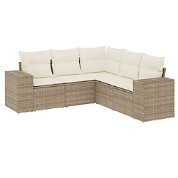 vidaXL Salon de jardin avec coussins 5 pcs beige résine tressée