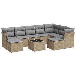 vidaXL Salon de jardin avec coussins 10 pcs beige résine tressée