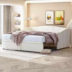 Avis KOMHTOM Lit rembourré beige 90 / 180 * 200 cm, tissu velours pro - peau, canapé - lit extensible avec cadre à Lattes