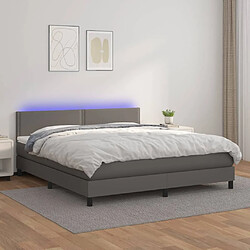 Sommier à lattes et LED,Cadre à lattes de lit avec matelas pour Adulte Gris 180x200 cm -MN78773