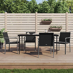 Maison Chic Lot de 4 Chaises de jardin,Fauteuil d'extérieur avec coussins noir 56x59x84 cm rotin -MN29937