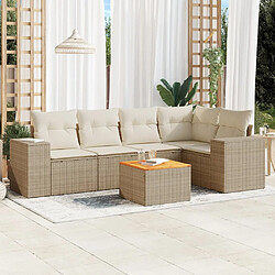 vidaXL Salon de jardin avec coussins 6 pcs beige résine tressée 