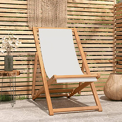 vidaXL Chaise de terrasse Teck 56x105x96 cm Couleur crème 