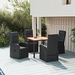 Maison Chic Mobilier à dîner 5 pcs de jardin avec coussins - Ensemble table et chaises d'extérieur - Salon/Mobilier de jardin classique Noir Résine tressée -MN97476