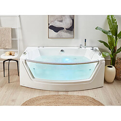 Beliani Baignoire balnéo blanche 175 x 85 cm avec LED FUERTE