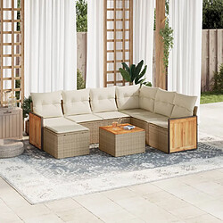 vidaXL Salon de jardin avec coussins 8 pcs beige résine tressée 