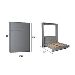 Avis Inside 75 Armoire lit escamotable KOMPACT Ouverture assistée, coloris gris mat couchage 160*200 cm.