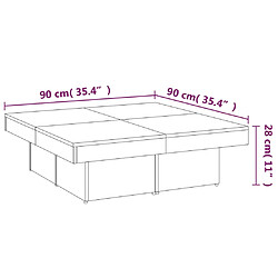 vidaXL Table basse Sonoma gris 90x90x28 cm Bois d'ingénierie pas cher