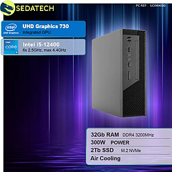 Sedatech Mini-PC Pro • Intel i5-12400 • 32Go RAM • 2To SSD M.2 • DVD-RW • sans OS