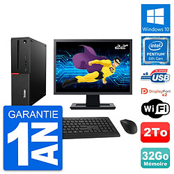 PC Lenovo M800 SFF Ecran 22" Intel G4400 RAM 32Go Disque Dur 2To Windows 10 Wifi · Occasion 