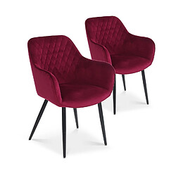 Lot de 2 chaises Victoria en velours rouge pieds noir