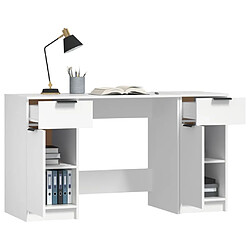 Maison Chic Bureau avec armoire latérale de rangement,Table de travail,Table d'étude Blanc Bois d'ingénierie -GKD46990 pas cher