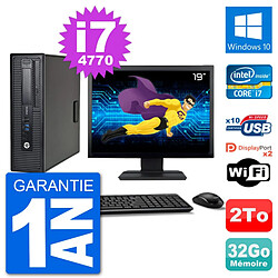 PC HP 800 G1 Ecran 19" Core i7-4770 RAM 32Go Disque 2To Windows 10 Wifi - Occasion