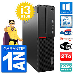 PC Lenovo ThinkCentre M800 SFF Intel i3-6100 RAM 32Go Disque 2To Windows 10 Wifi · Occasion 