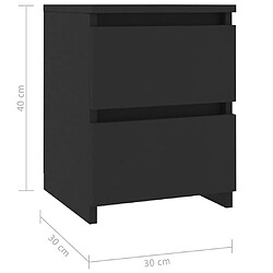 vidaXL Tables de chevet 2 pcs Noir 30x30x40 cm Bois d'ingénierie pas cher