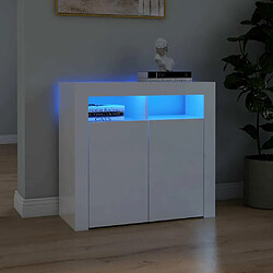 Maison Chic Buffet commode,console avec lumières LED pour rangement blanc brillant 80x35x75 cm -MN38022