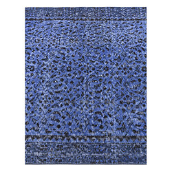 Avis Vidal Tapis de laine 206x104 Bleu Ultra Vintage